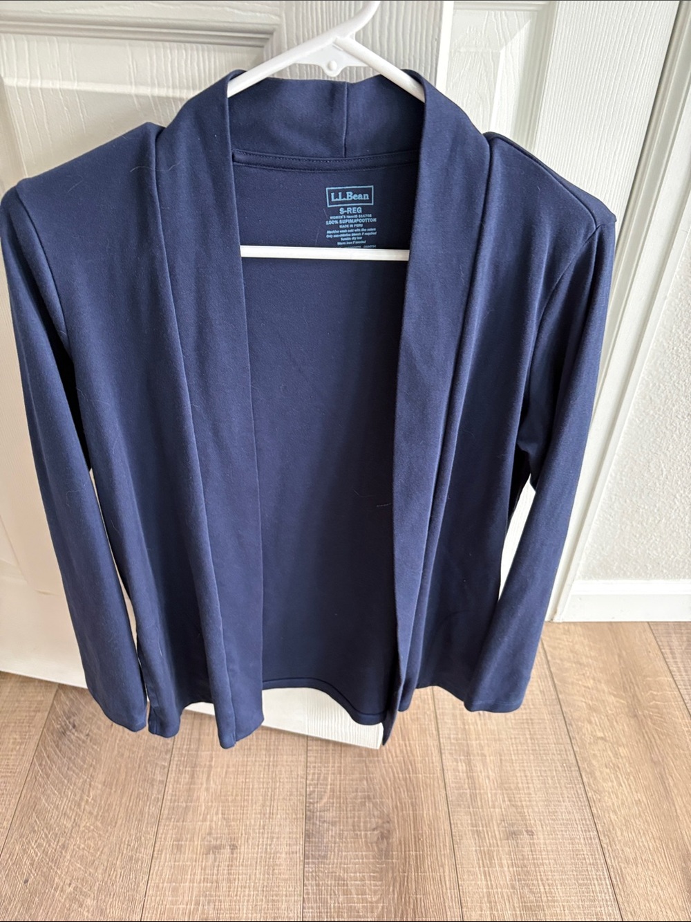 L.L. Bean Navy Open-Front Draped Cardigan